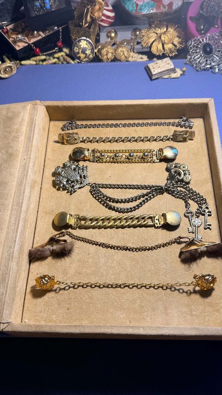 Vintage Sweater Guard and Cardigan Clip Collection 7pc Lot